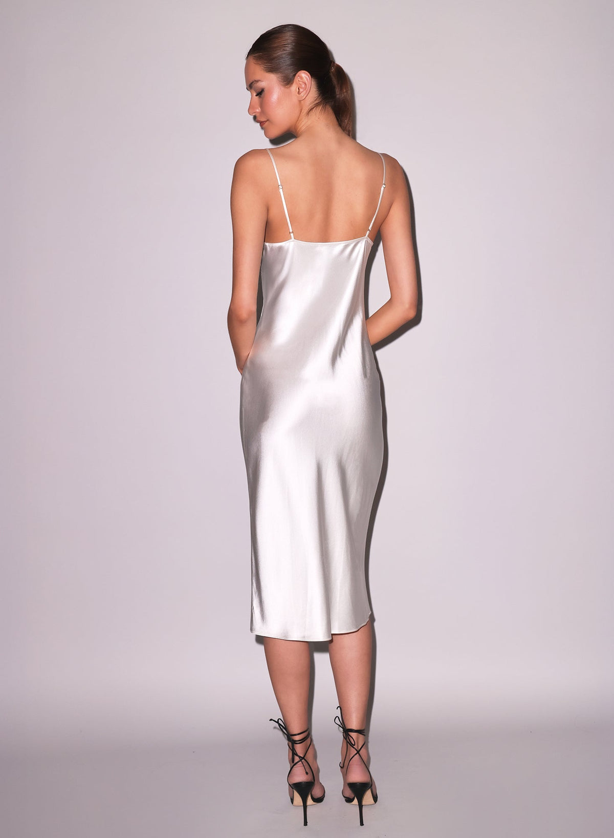 White Silk Cowl Slip Dress - Fleur du Mal