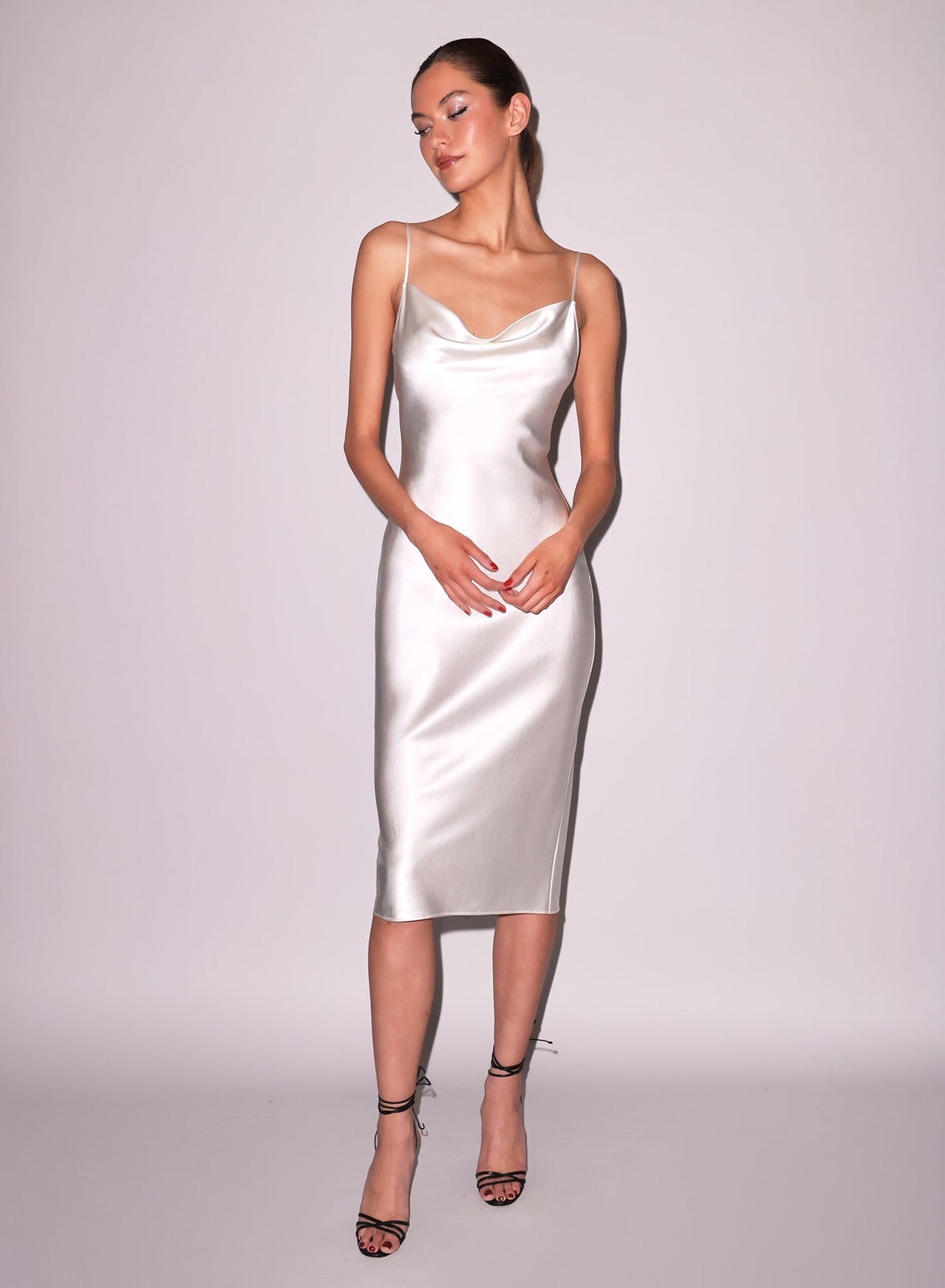 White Silk Cowl Slip Dress - Fleur du Mal