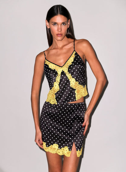 Small Dot Black Juliet Lace Slip Skirt - Fleur du Mal