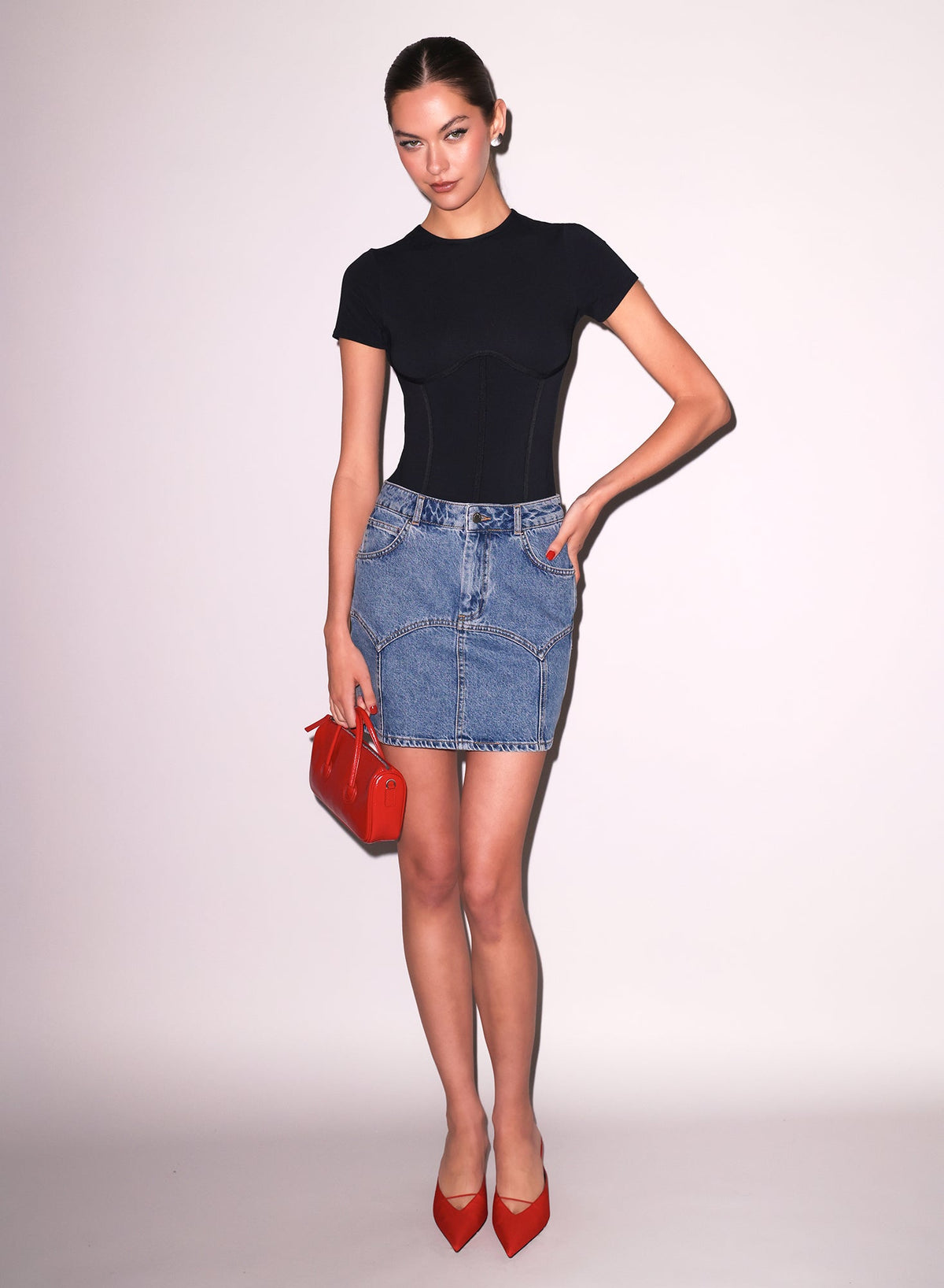 Acid Denim Blue Denim Garter Skirt - Fleur du Mal