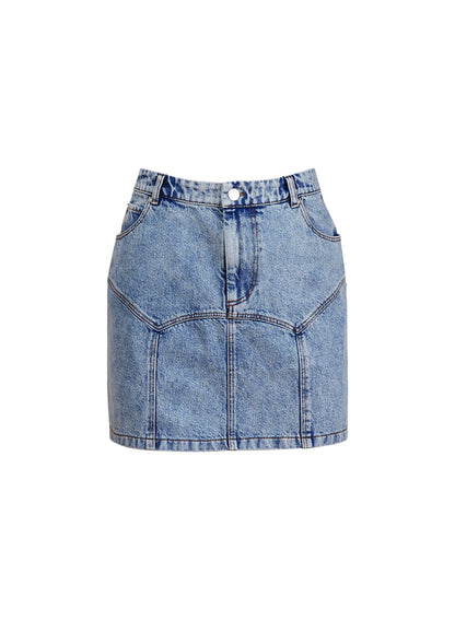 Acid Denim Blue Denim Garter Skirt - Fleur du Mal