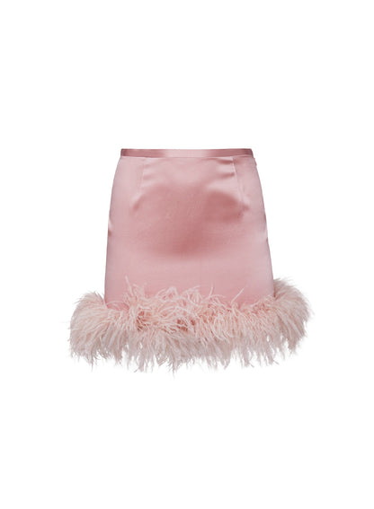 Rose Pink Feather Mini Skirt - Fleur du Mal