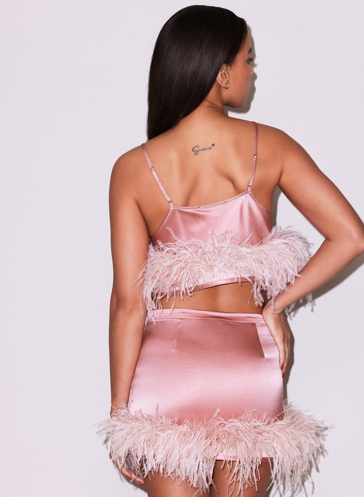 Rose Pink Feather Mini Skirt - Fleur du Mal