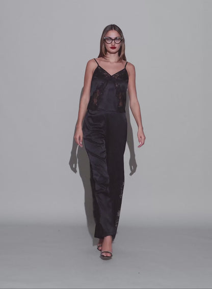 Black Juliet Silk & Lace Pant - Fleur du Mal