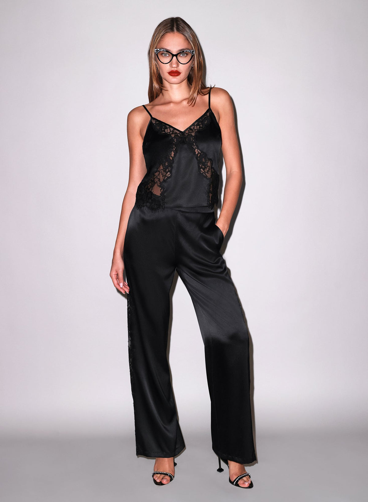 Black Juliet Silk & Lace Pant - Fleur du Mal
