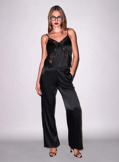 Black Juliet Silk & Lace Pant - Fleur du Mal