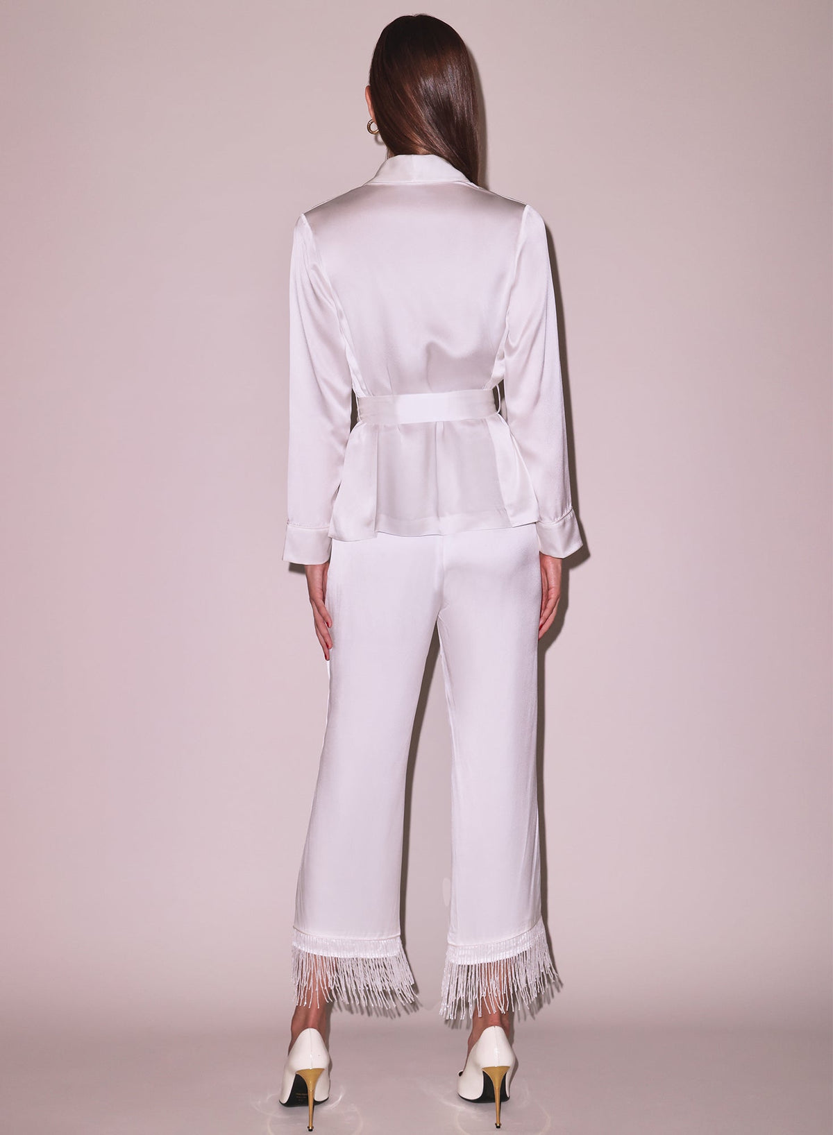 Ivory Bianca Fringe Silk Pant - Fleur du Mal