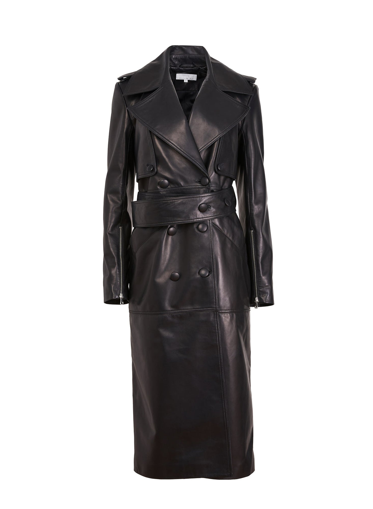 Black Moto Leather Trench Coat - Fleur du Mal