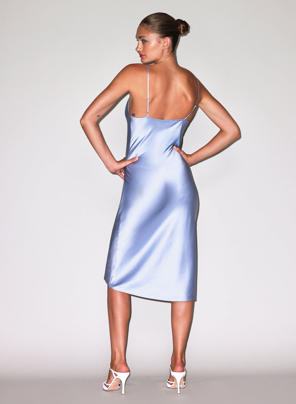 Cloud Blue Silk Cowl Slip Dress - Fleur du Mal