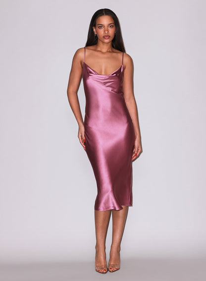 Pink Rosewood Silk Cowl Slip Dress - Fleur du Mal