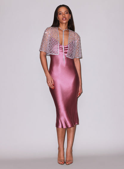Pink Rosewood Silk Cowl Slip Dress - Fleur du Mal