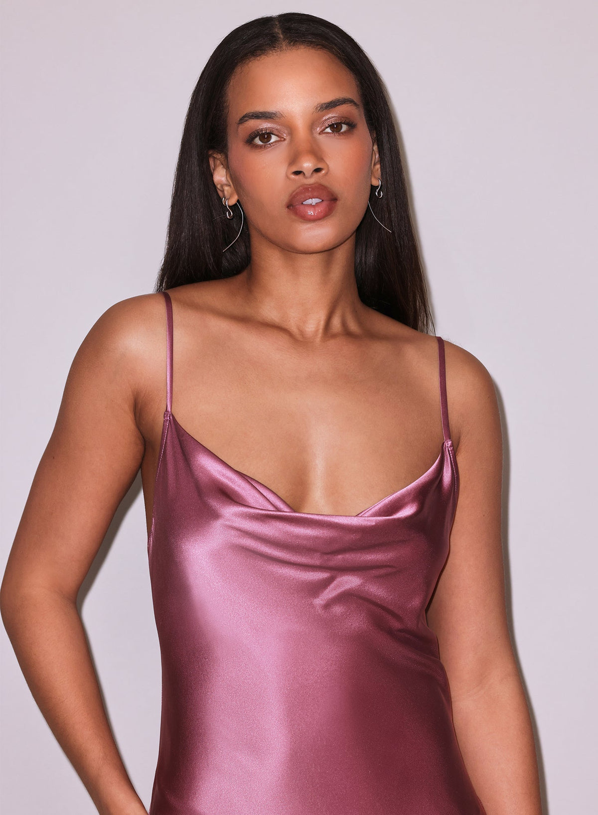 Pink Rosewood Silk Cowl Slip Dress - Fleur du Mal