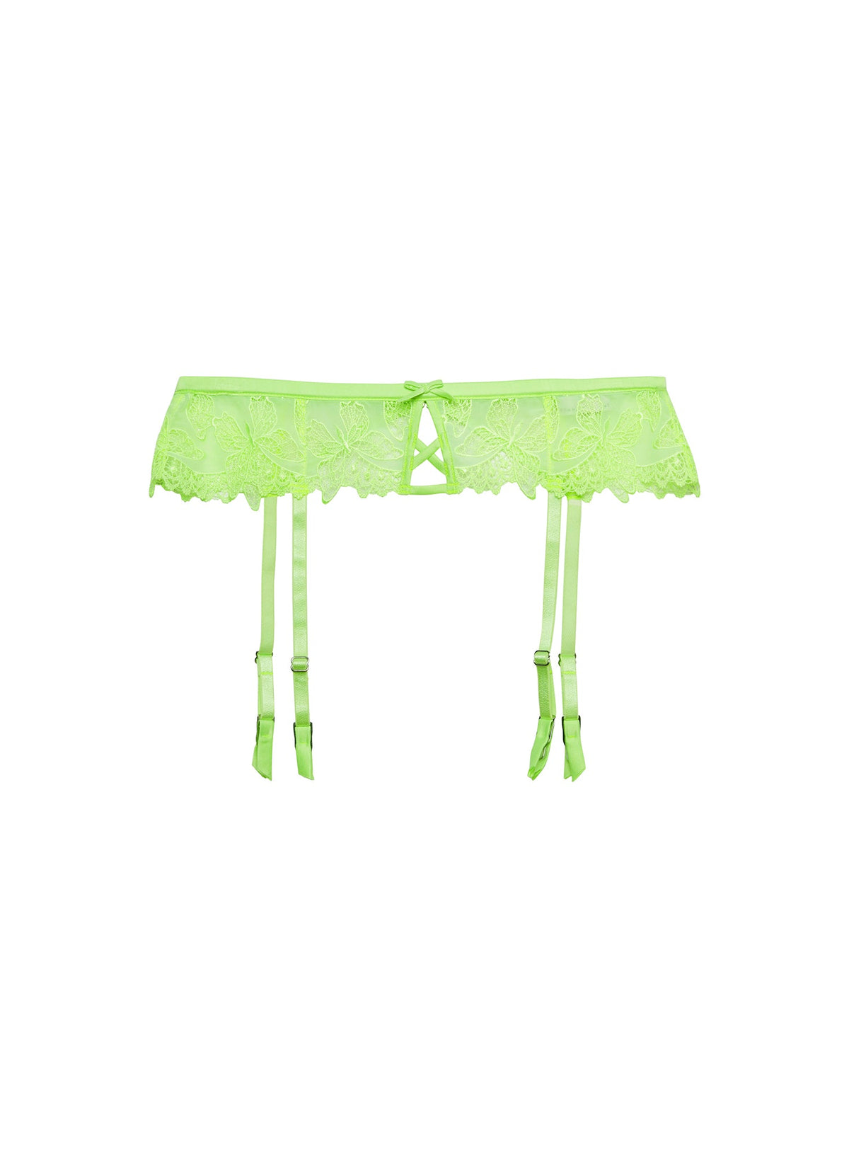 Light Neon Green Papillon Garter Belt - Fleur du Mal