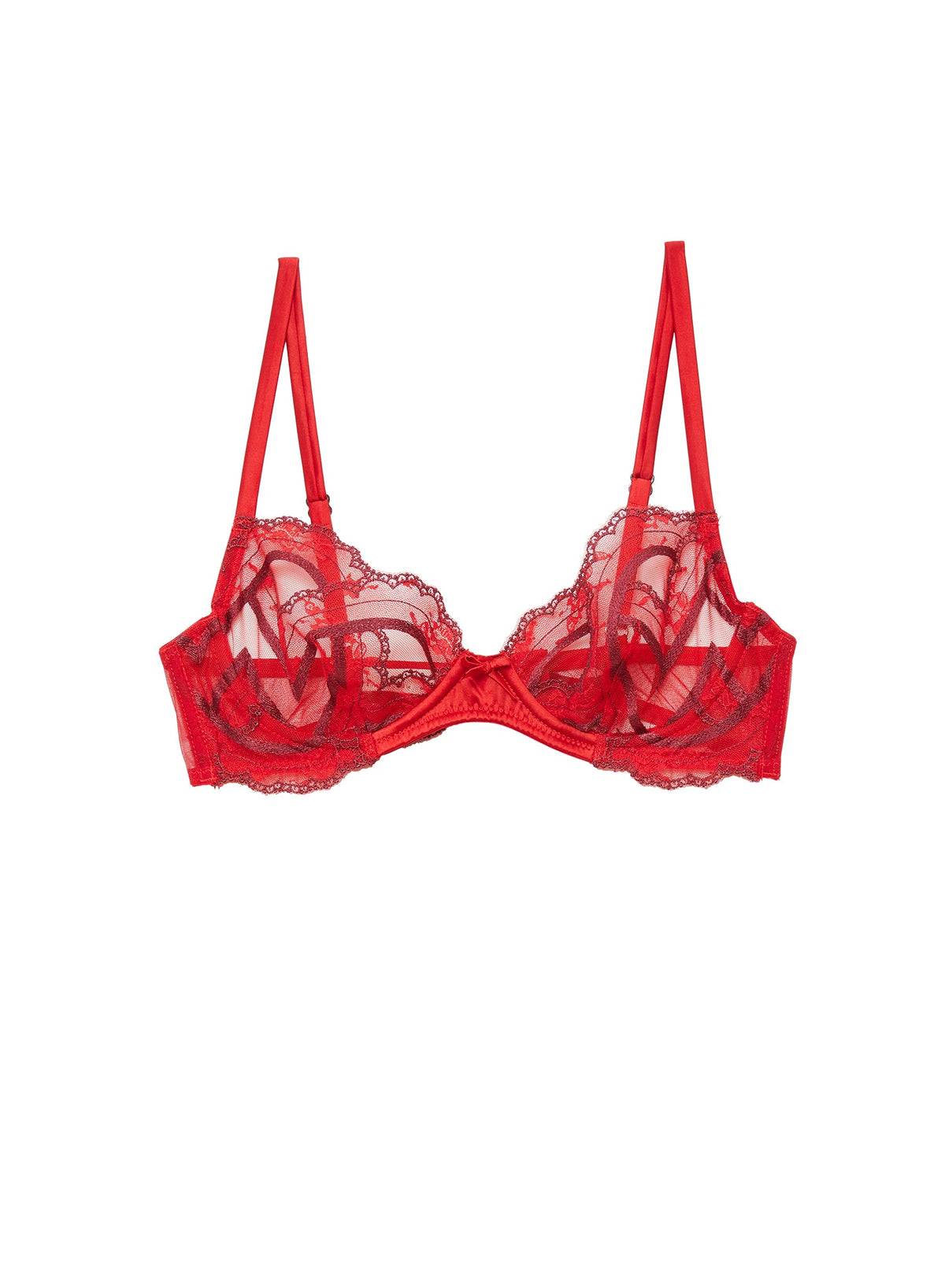 Rouge Hendrix Embroidery Demi Bra - Fleur du Mal