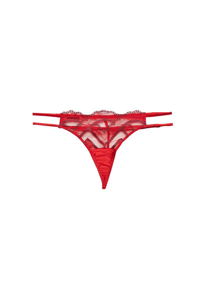 Rouge Hendrix Embroidery V-String - Fleur du Mal