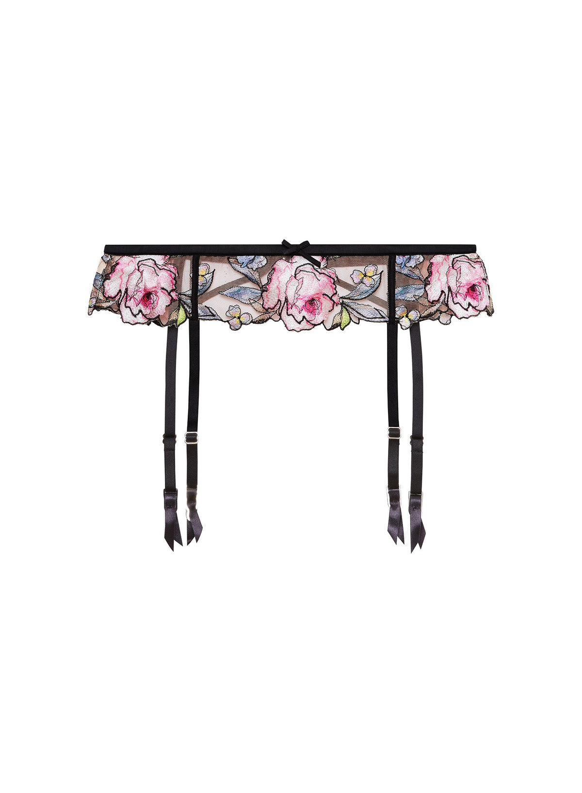 Black Fidelia Embroidery Garter Belt - Fleur du Mal