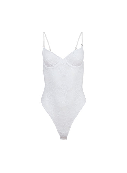 Ivory Le Stretch Lace Bodysuit - Fleur du Mal
