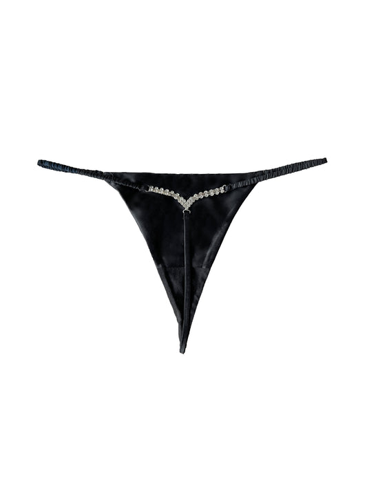 Black Crystal Luxe V String - Fleur du Mal