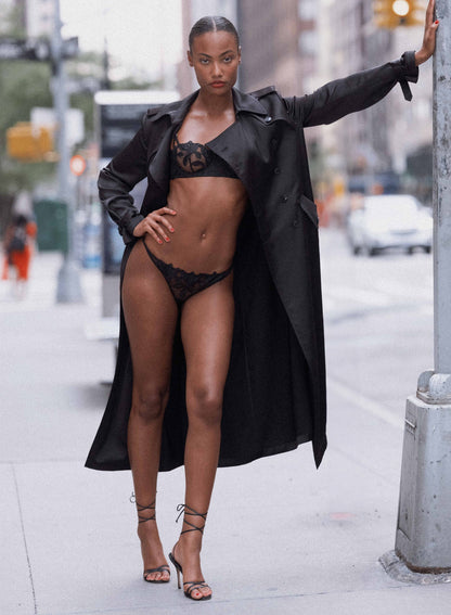 Black Luxe Trench Coat - Fleur du Mal