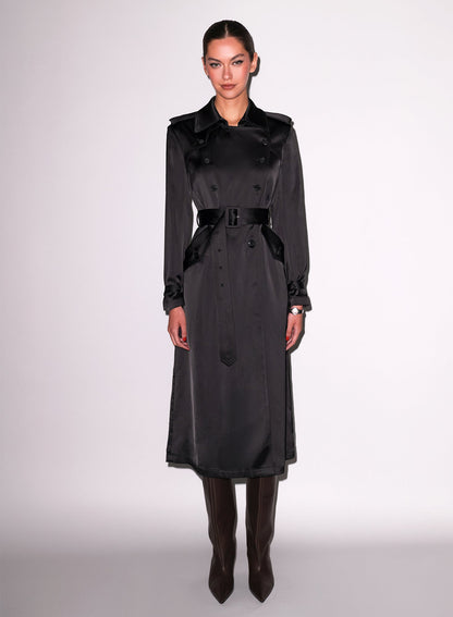 Black Luxe Trench Coat - Fleur du Mal
