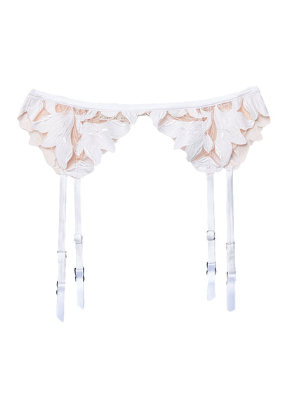Ivory Lily Embroidery Garter Belt - Fleur du Mal