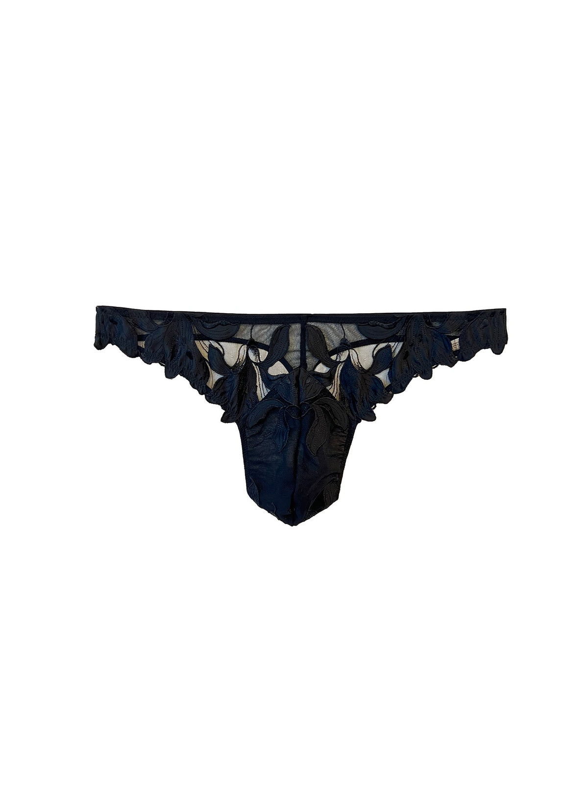 Black Men's Lily Embroidery Thong - Fleur du Mal