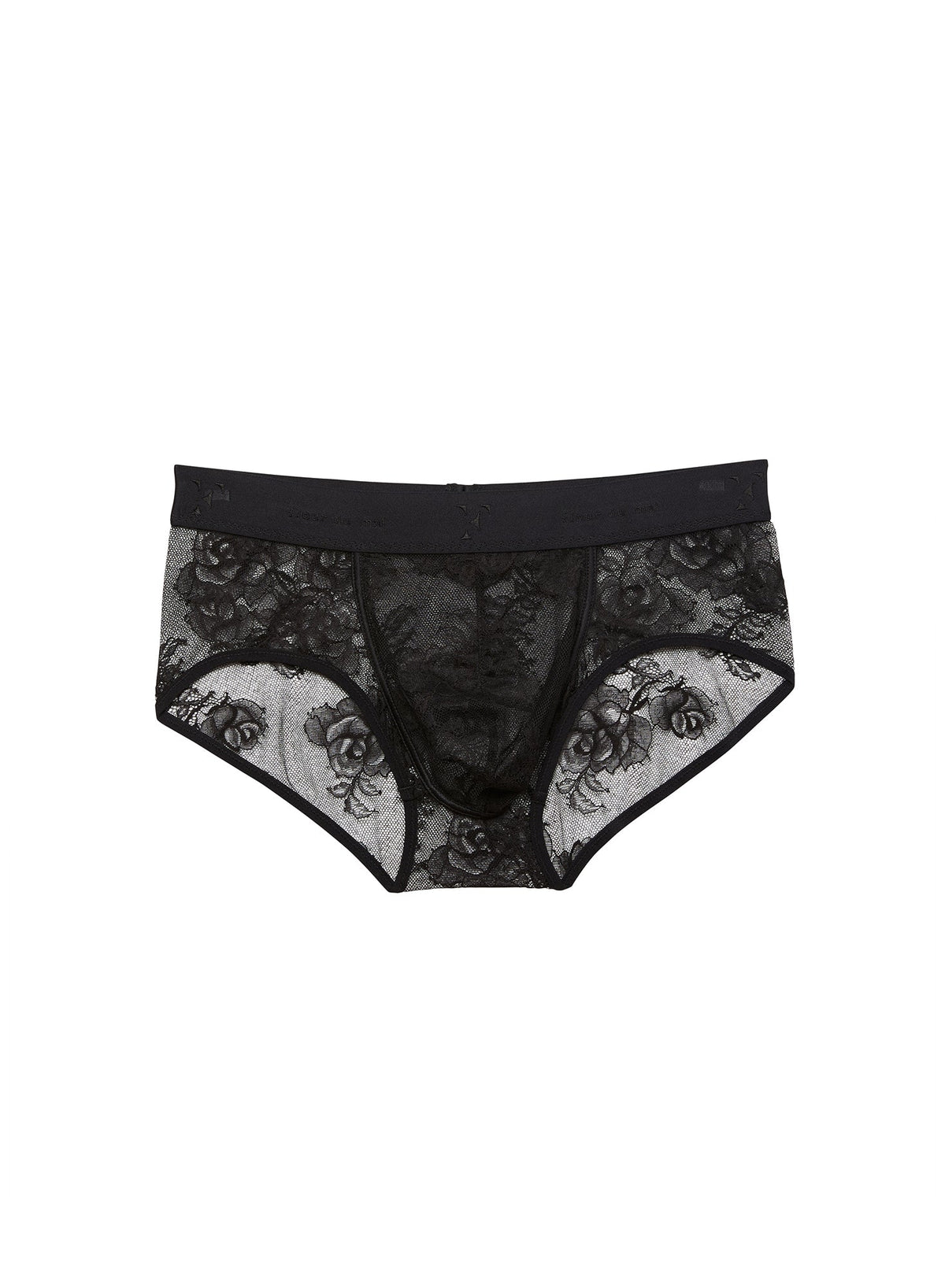 Black Men's Bouquet Lace Brief - Fleur du Mal