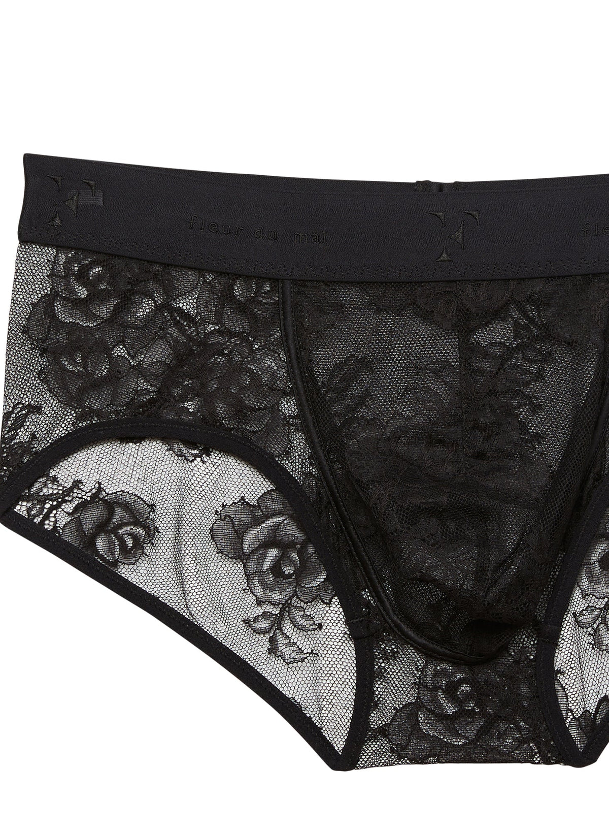 Black Men's Bouquet Lace Brief - Fleur du Mal