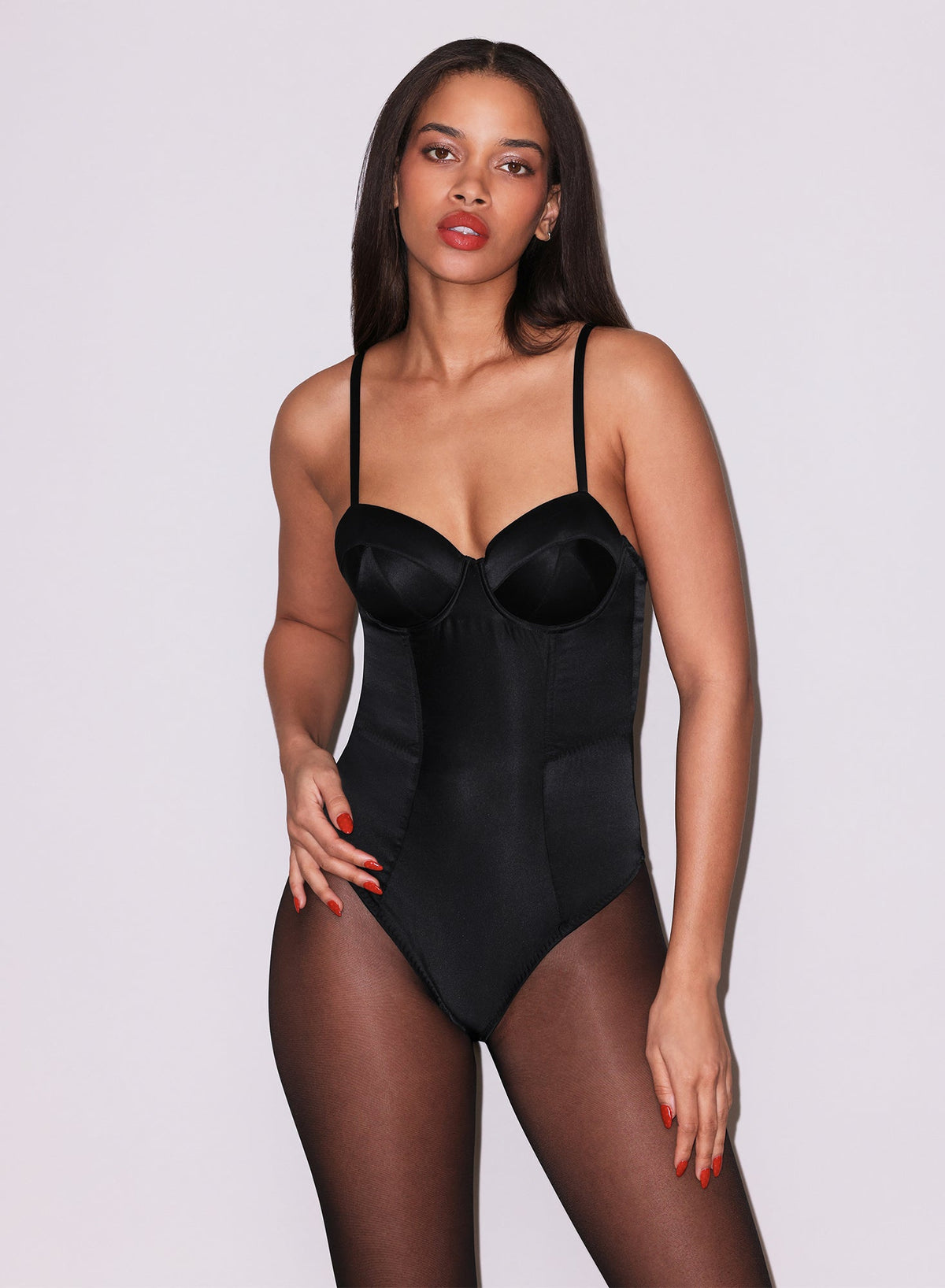Black Satin Bullet Bodysuit - Fleur du Mal