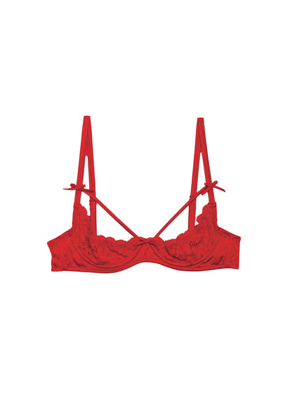 Red Charlotte Peekaboo Bra - Fleur du Mal