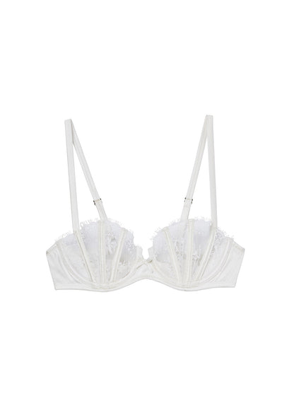 Ivory Frankie Lace Boned Balconette Bra - Fleur du Mal