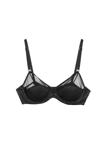 Black Top Stitch Bebe Bra - Fleur du Mal