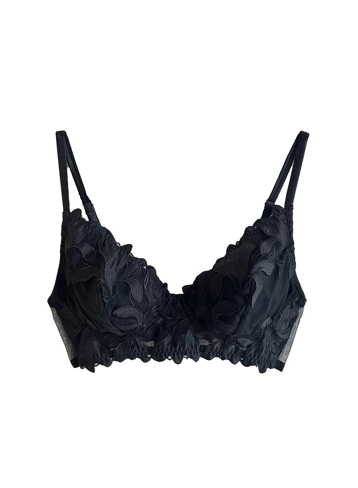 Black Lily Embroidery Post Surgical Bra - Fleur du Mal
