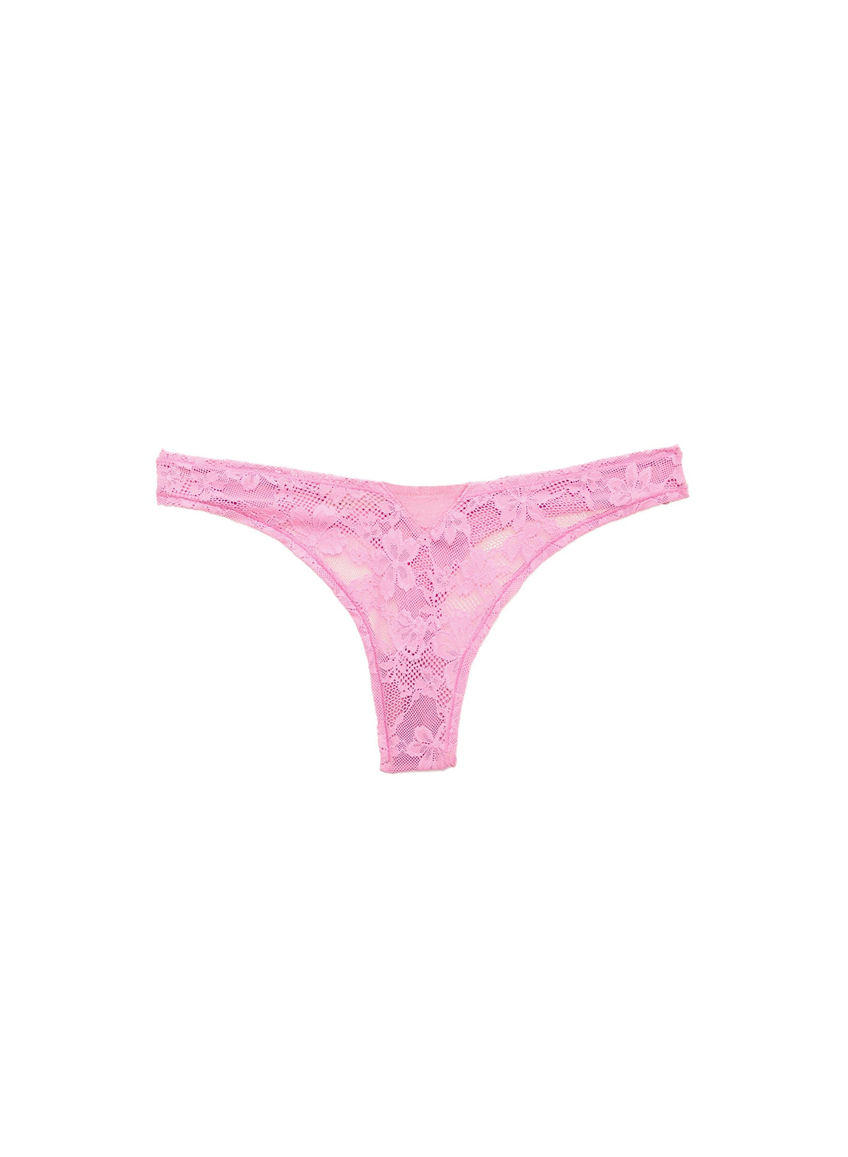 Bisou Pink Le Stretch Lace Thong - Fleur du Mal
