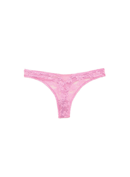 Bisou Pink Le Stretch Lace Thong - Fleur du Mal