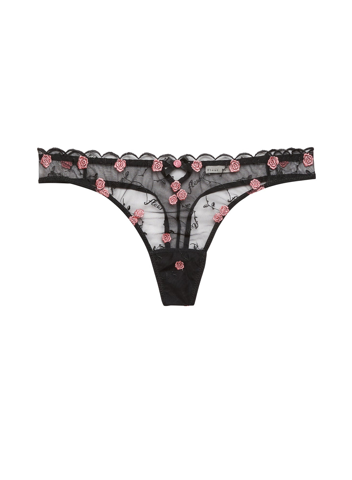Black Rose & Vine Embroidery Thong - Fleur du Mal
