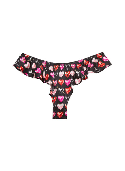 Black Heartbreaker Print Luxe Flutter Panty - Fleur du Mal