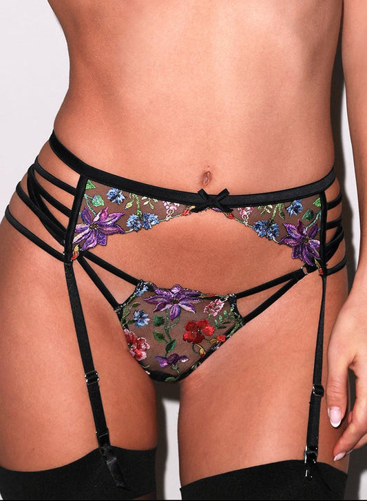 Black Wildfleur V-String - Fleur du Mal