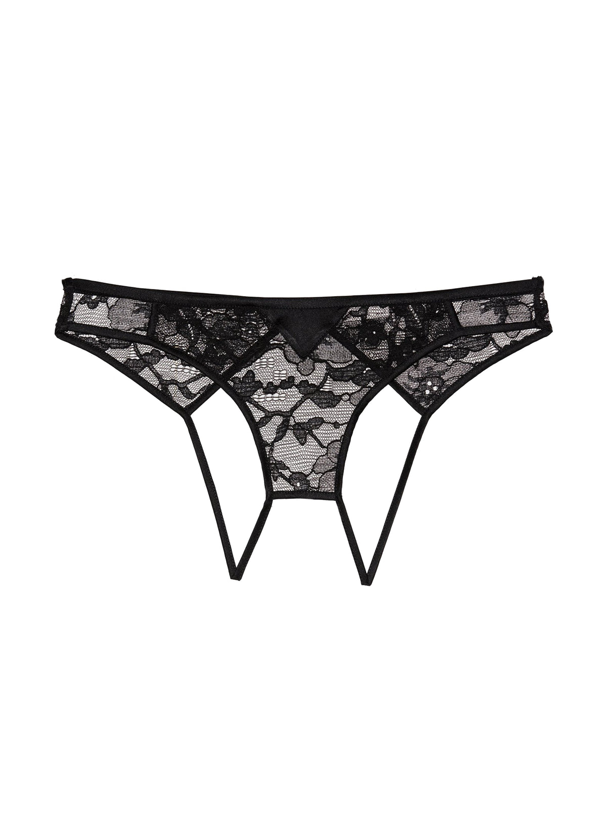 Black Magnolia Lace Ouvert Panty - Fleur du Mal