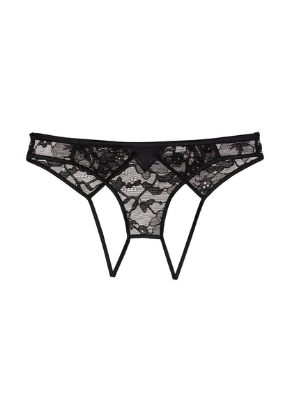 Black Magnolia Lace Ouvert Panty - Fleur du Mal