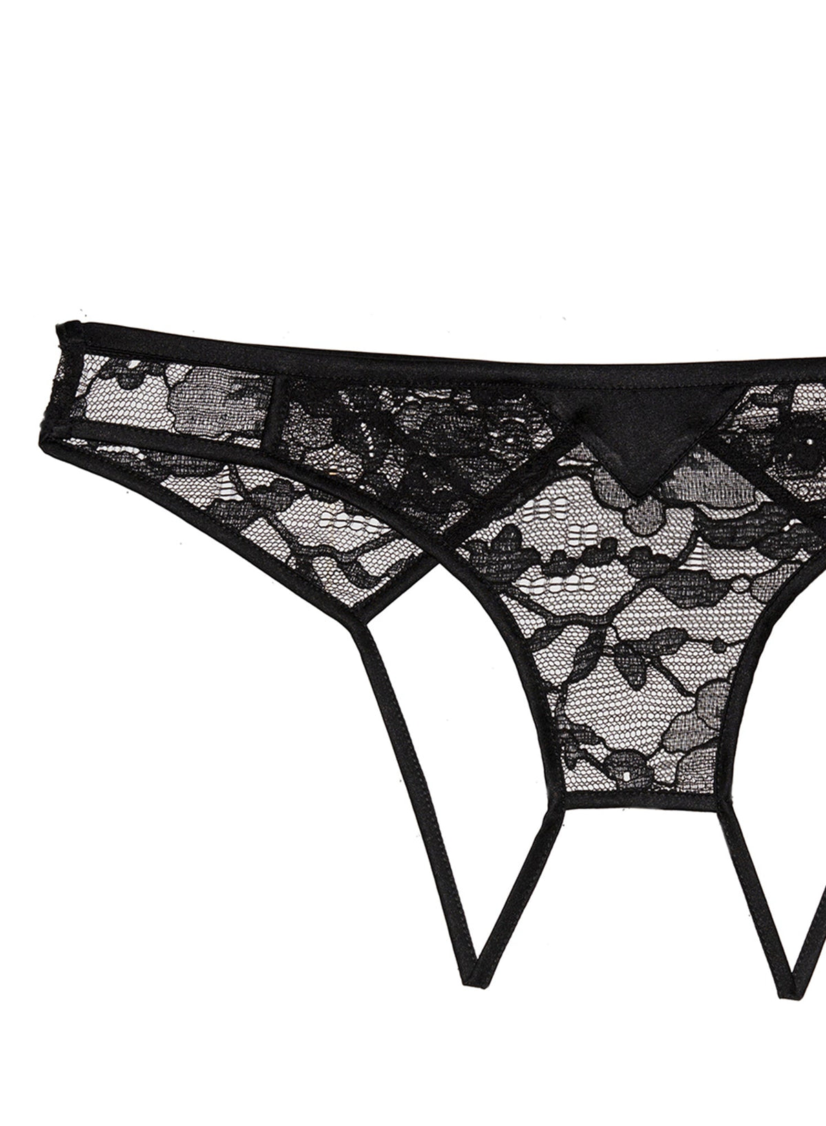 Black Magnolia Lace Ouvert Panty - Fleur du Mal
