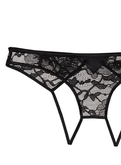 Black Magnolia Lace Ouvert Panty - Fleur du Mal