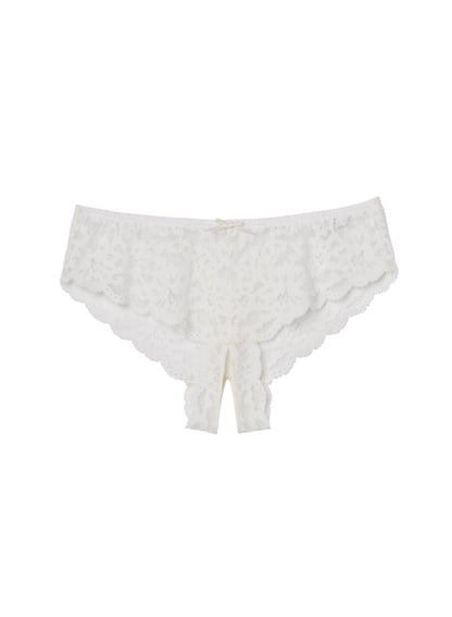 Ivory Charlotte Crotchless Panty - Fleur du Mal