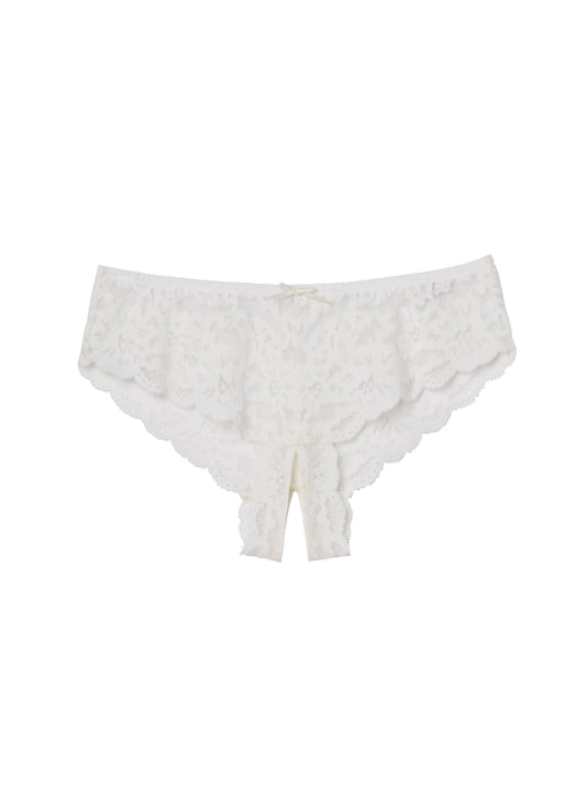 Ivory Charlotte Crotchless Panty - Fleur du Mal