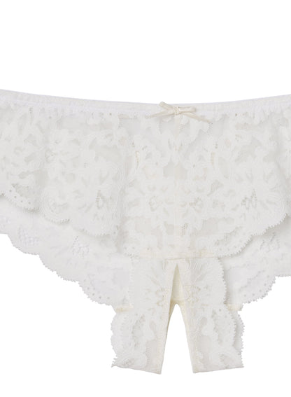 Ivory Charlotte Crotchless Panty - Fleur du Mal