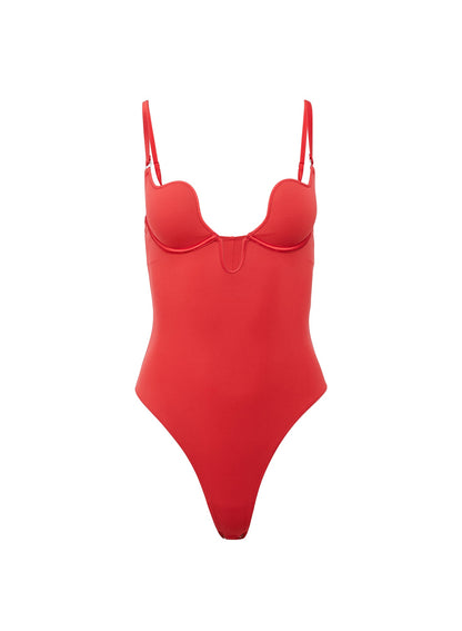 Red Le Stretch Micro Seduce U-Plunge Bodysuit - Fleur du Mal