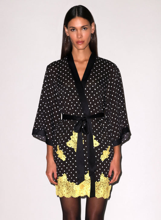 Small Dot Black Juliet Lace Robe - Fleur du Mal