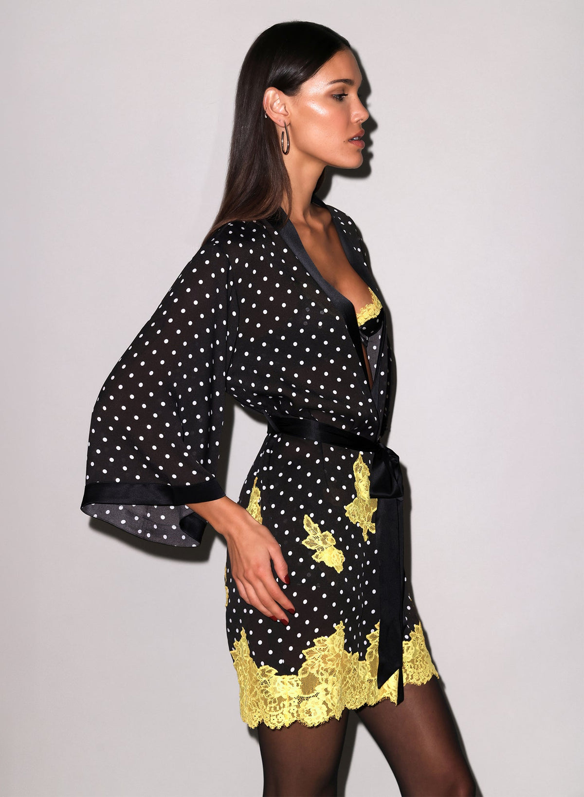 Small Dot Black Juliet Lace Robe - Fleur du Mal