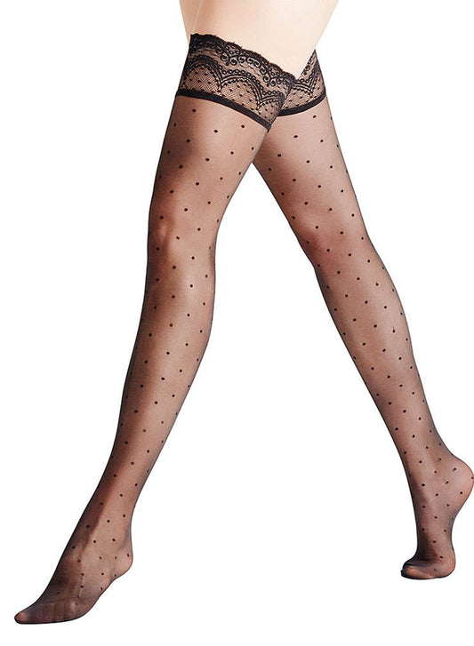 Black Falke Dot Stay Up Stocking - Fleur du Mal