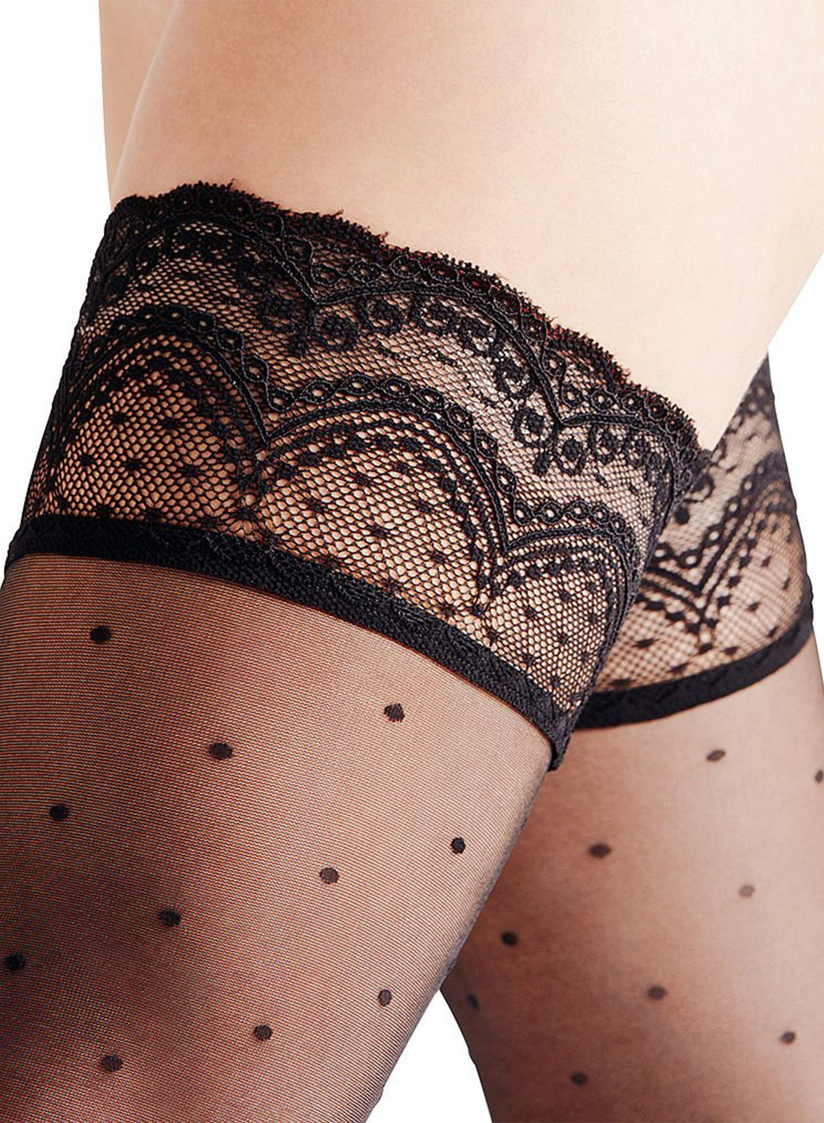 Black Falke Dot Stay Up Stocking - Fleur du Mal